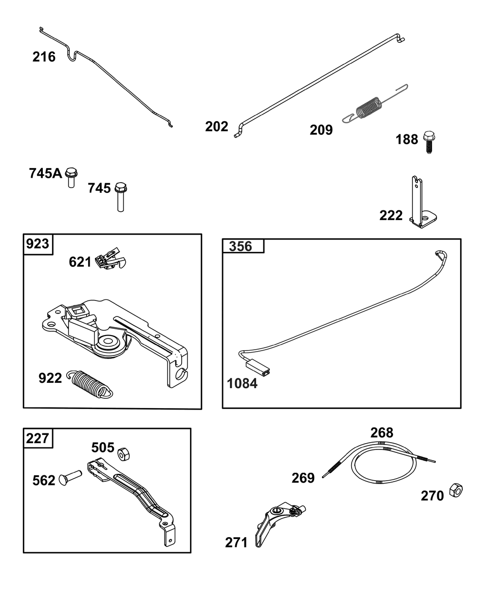 Controls Group Diagram and Parts List for 100000 - 19Z999 Briggs and Stratton Engine